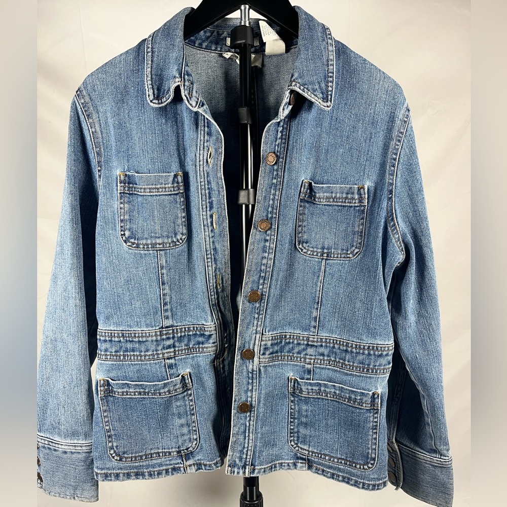 Jones Sport Blue Denim Utility Jacket Stretch Size L